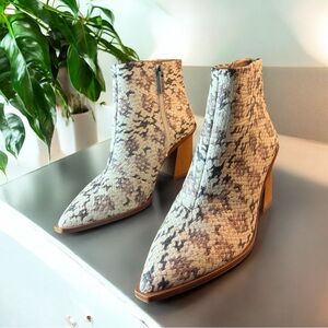 1.STATE Kelte Snake Print Bootie with Unique Block Heel